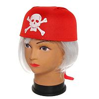 Шляпа-бандана карнавал. Серпантин "Пират" 1624-9 красная 773-022