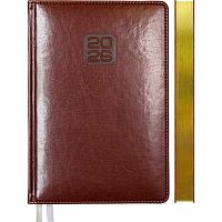 Ежедневник 2026г. А5 168л. deVENTE кож.зам. "Bravo" 2232604 коричн.,зол.срез,бел.бум.,поролон