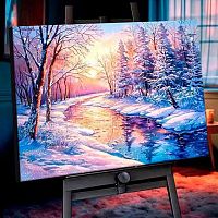 Картина по номерам с кристаллами из хрусталя Котеин "Зимний рассвет" 40*50см SHR0586 (28цв.)