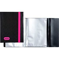 Папка с вкладышами/ 20 deVENTE А5 "Monochrome" 3101926 чёрн.с неон розов.,вертик.резин.