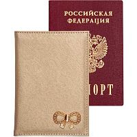 Обложка д/паспорта deVENTE "Bow" 1030488 кож.зам.,поролон,10*14см,брошь,отд.д/виз.