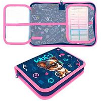 Пенал 1отд. 200*140*40 ОНИКС ПКТ-09-20-1 MAXI "Стильный щенок" (86669) 2откидн.планки,ткань