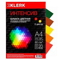 Бумага А4 д/офисной техники КЛЕРК  20л. 5цв. интенсив 232145 80г/м2