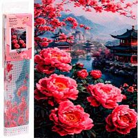 Мозаика алмазная DIAMOND "Пионы и пейзаж" 30*40см,полн.выкл.,в рулоне 684-0986