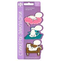 Стикеры-закладки ФЕНИКС 59*48мм "Коты" 65177 пластик,3цв.*25шт.