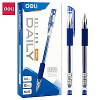 Ручка гелевая DELI "Daily" E6600SBlue (1735712) синяя,0.5мм,резин.манж.,прозр.корп.