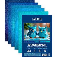 Фоамиран  5л. 5цв. А4 deVENTE "Hobby Creative" 8112414 блёстки,оттенки синего,2мм,пл.пак.,е/подвес