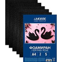 Фоамиран  5л. А4 deVENTE "Hobby Creative" 8112419 блёстки,чёрный,2мм,пл.пак.,е/подвес