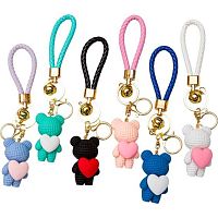 Брелок deVENTE "Bear Heart" 9020619 в технике Resin Art,метал.кольцо-карабин,пласт.шнурок,асс.