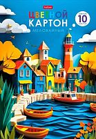 Картон цв. мелов. А4 10л.10цв. ХАТ "Морская гавань" 36169 в папке