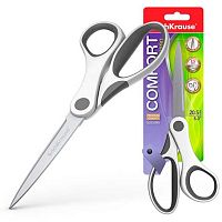 Ножницы 20,5см EK "Comfort" 48159 серо-белые,блист.