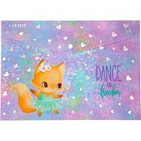Папка-конверт на кнопке А4 deVENTE "Dance Fox" 3079301 п/прозр.с рис.,искрящ.фактура,180мкм