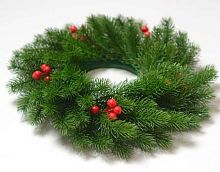 Новогодний венок малый с ягодой зелёный ФРФ 173.5