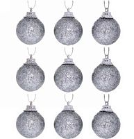 Игрушка ел. "Шар 3см." (9шт) "Блестящее напыление" 201-0528 серебро