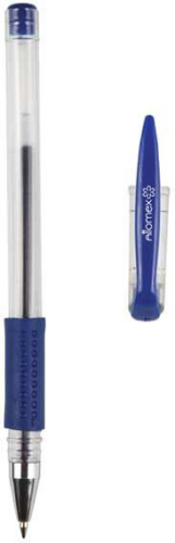 Ручка гелевая ATTOMEX 5051306 синяя, 0,5мм, прозр.корпус с рез.держ.