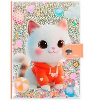 Блокнот 10,5*14,8см  80л. Darvish "Котик" DV-15948-3 на кнопке,декор.украш.,обл.ПВХ