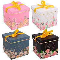 Коробка подар. КОКОС "Нежные цветы" 253913 (15*15*15см),асс.