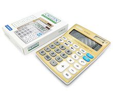 Калькулятор наст. 12разр. INTELLIGENT CZ-326 золото металлик,18*13*2см
