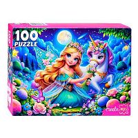 Пазлы  100 Рыжий кот "Прекрасная принцесса и единорог" УК100-0237