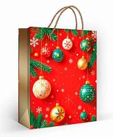 Пакет подар. (M) "Шары на красном" 7.0000838 мат.лам.,22,7*18см