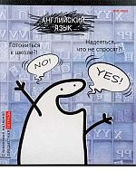 Тетрадь предм. 48л. Проф-Пресс "Школьные мемасики-Английский язык" 48-9647 (клетка) тисн.,холст