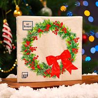 Салфетка бум. НГ Art Bouquet "Венок с бантиком" 57844 3-х сл.(20шт),33*33см