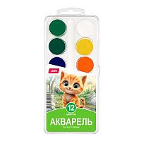 Краски 12цв. LORI "Весёлые друзья" Аквф-002 аквар.,б/к,пласт.уп.с крышк.