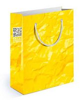 Пакет подар. (S) "Мятая бумага жёлтая" 15.11.01054  11*13,5*6см,матовый
