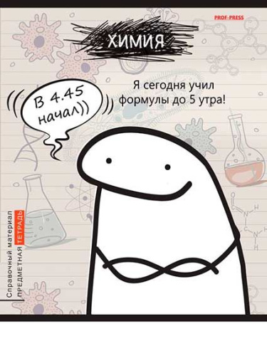 Тетрадь предм. 48л. Проф-Пресс "Школьные мемасики-Химия" 48-9659 (клетка) тисн.,холст