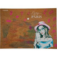 Папка-конверт на кнопке А4 deVENTE "Emmy in Paris" 3071216 крафт-имитац.с рис.,180мкм