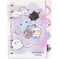 Блокнот В6  40л. deVENTE "Ghost Meow" 2350509 пластик.обл.,на кольцах,4раздел.,асс.