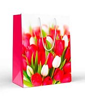 Пакет подар. (L)  "Красные и белые тюльпаны" 15.11.02289  26*32,7*13,6см