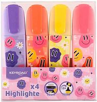 Набор маркеров текст.  4цв. KEYROAD "Смайлики" KR973495 2-5мм,е/подвес