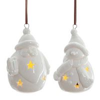 Подвесное украшение с подсветкой НГ REMECO "Снеговик/Санта" 823259 фарфор,5*5*8см,асс.