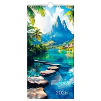 Календарь настенный 2026г. BG спираль "Природа" 381939 6л.,105г/м2,17*34см