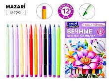 Карандаши вечные 12цв. MAZARI M-7090 с ластиком,к/к