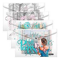 Папка-конверт на кнопке А4 EK "Dreamy Girls" 54911 пластик,глянц.,160мкм,асс.