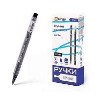 Ручка гелевая ALINGAR "Jumbo GeL" AL849/BK чёрная,0,5мм,игольч.,трёхгр.прозр.корп.