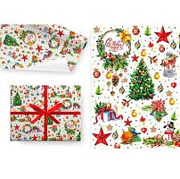 Бумага упак. 100*70 Микрос НГ "Новогодний венок" Ч45075_1 (1лист в рулоне),глянц.,80гр/м2