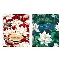 Тетрадь 80л. (клетка) ХАТ спираль "Белый лотос" тисн.,асс.