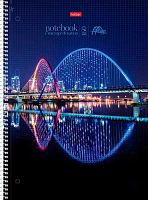 Тетрадь160л. (клетка) А4 ХАТ спираль "Огни ночного города" 31507 глянц.лам.,тв.обл.,4цв.разд.