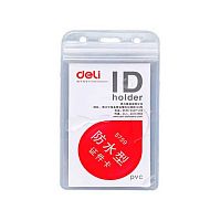 Бейдж Deli  68*118мм E5759 (382419) вертик.,б/крепл.,ПВХ прозр.