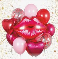 Набор шаров (13шт) "Поцелуйчик" 574-419 латекс,фольг.