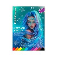 Картон цв. глянц. А4 10л.10цв. EK "Aquamarine" 65627 склейка