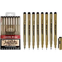 Набор капиляр. ручек  8шт. deVENTE "Art" 5060501 чёрные,d=0.05,0.1,0.2,0.3,0.4,0.5,0,8мм+кист.,пл.к.