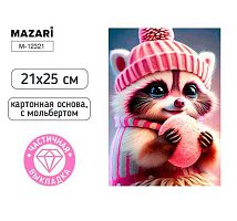 Мозаика алмазная MAZARI "Енот" M-12321 21*25см,част.выкл.,мольберт,ОПП-уп.