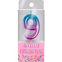 Свеча-цифра д/торта "9" deVENTE "Degrade" 9060508 6,0*3,8*0,9см,держ.2,6см,пластик./к