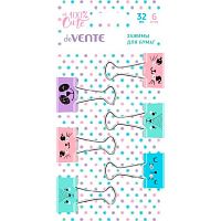 Зажим для бумаг deVENTE 32мм "100% Cute" 4131201 цв.металл.,карт.блист.