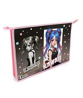 Папка д/тетрадей А4 ПЧЕЛКА ПМ-А4-29 "Девочка с бантиками" пластик,на молн.