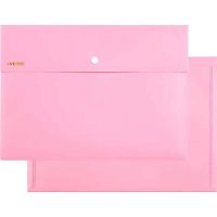 Папка-конверт на кнопке А4 deVENTE "Pastel" 3071853 непрозр.розов.,фактура "песок",350мкм,внеш.карм.